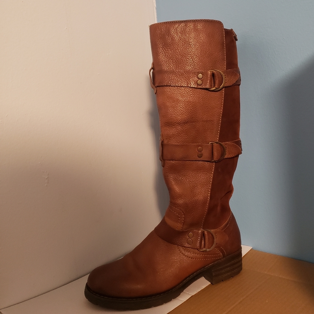 Pikolinos Rust Brown Biker Moto Full Zip Tall Riding boot 37/6.5us Spring/FW